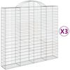 vidaXL Gabionkurver buede 3 stk 200x50x180/200 cm galvanisert jern