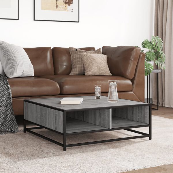 vidaXL Salongbord gr&aring; sonoma 80x80x30 cm konstruert tre og metall