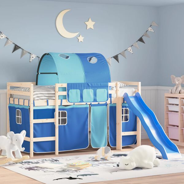 vidaXL Gardiner for k&oslash;yeseng med tunnel bl&aring; polyester