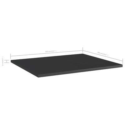 vidaXL Hylleplater 8 stk høyglans svart 60x50x1,5 cm sponplate