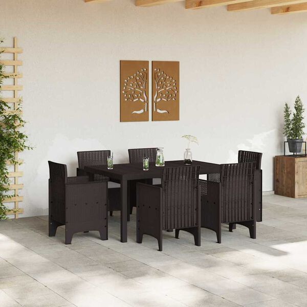 vidaXL Hage Spisegruppe 7 pcs Brun Polt rattan