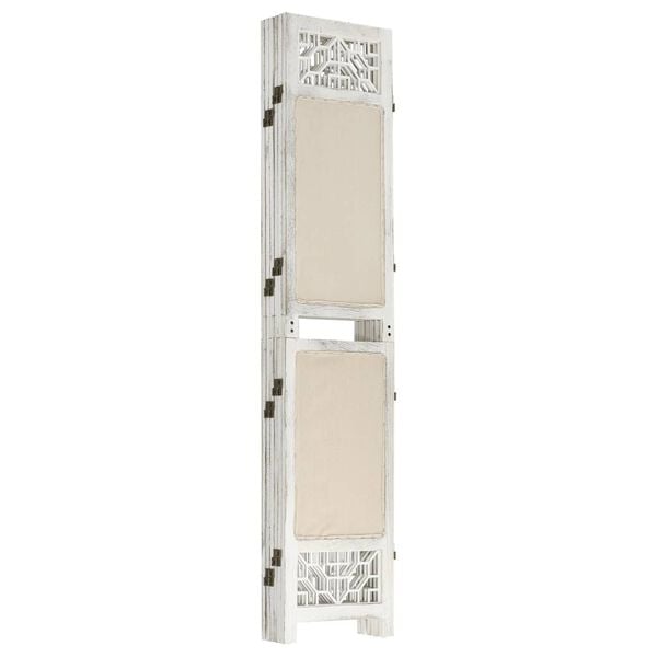 vidaXL Romdeler 6 paneler kremhvit 210x165 cm stoff