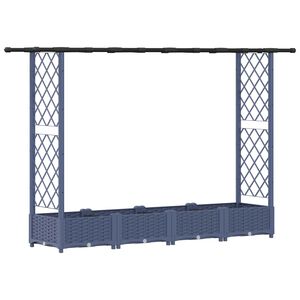 vidaXL Hevet Bed med Trellis og Tak Gr&aring; 203 x 40 x 123 cm PP