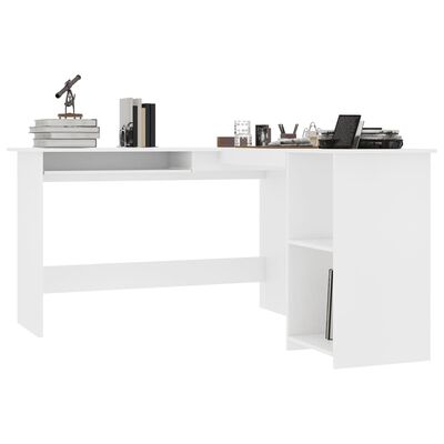 vidaXL L-formet hjørneskrivebord hvit 120x140x75 cm sponplate
