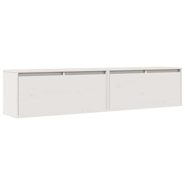 vidaXL Veggskap 2 stk hvit 80x30x35 cm heltre furu