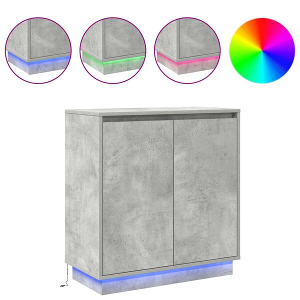 vidaXL LED sideboard Betonggr&aring; 71 x 34,5 x 75 cm Konstruert tre
