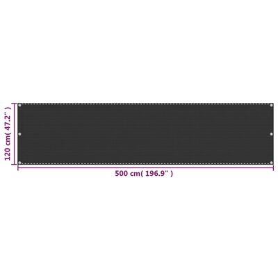 vidaXL Balkongskjerm HDPE 120x500 cm antrasitt