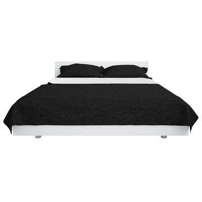 vidaXL Dobbeltsidig vattert sengeteppe 230x260 cm svart og hvit