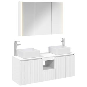 vidaXL Baderomsskapsett 4 pcs Hvit Konstruert tre