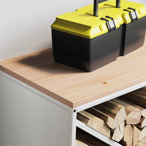 vidaXL Vedstativ med tretopp hvit 100,5x35,5x40 cm