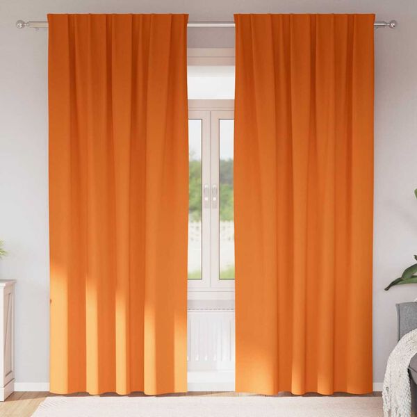 vidaXL M&oslash;rkleggende Gardiner med Ringer 2 pcs Lys Oransje 245 x 140 cm
