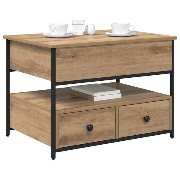 vidaXL Kaffebord Artisan Eik 70 x 50 x 54.5 cm Konstruert tre