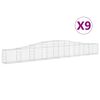 vidaXL Gabionkurver buede 9 stk 400x30x40/60 cm galvanisert jern