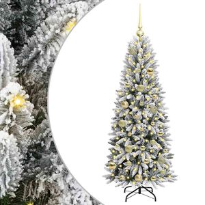 vidaXL Kunstig juletre med 150 LED Hvit 120 cm PVC, plast, st&aring;l og PE