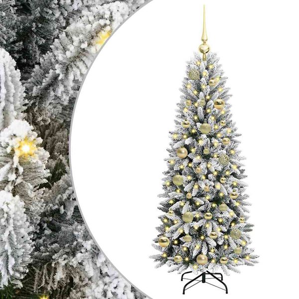 vidaXL Kunstig juletre med 150 LED Hvit 120 cm PVC, plast, st&aring;l og PE