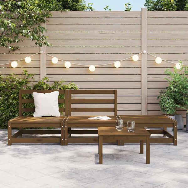 vidaXL Hagesofagruppe 3 deler honningbrun heltre furu