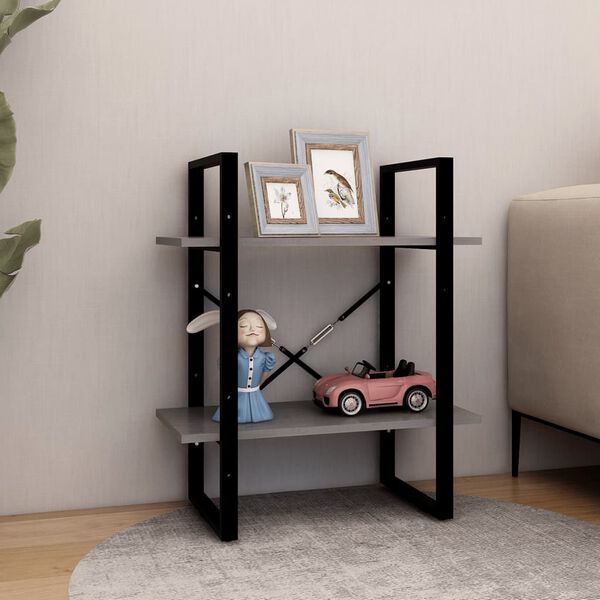 vidaXL Bokhylle 2 nivåer grå 60x30x70 cm heltre furu