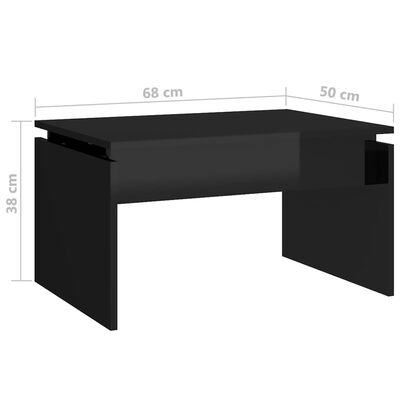 vidaXL Salongbord høyglans svart 68x50x38 cm sponplate