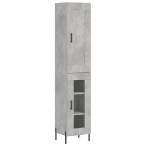 vidaXL Highboard betonggr&aring; 34,5x34x180 cm konstruert tre