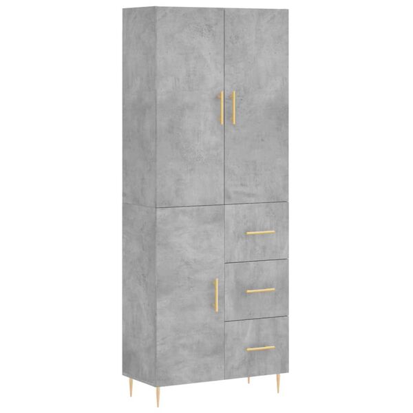 vidaXL Highboard betonggr&aring; 69,5x34x180 cm konstruert tre