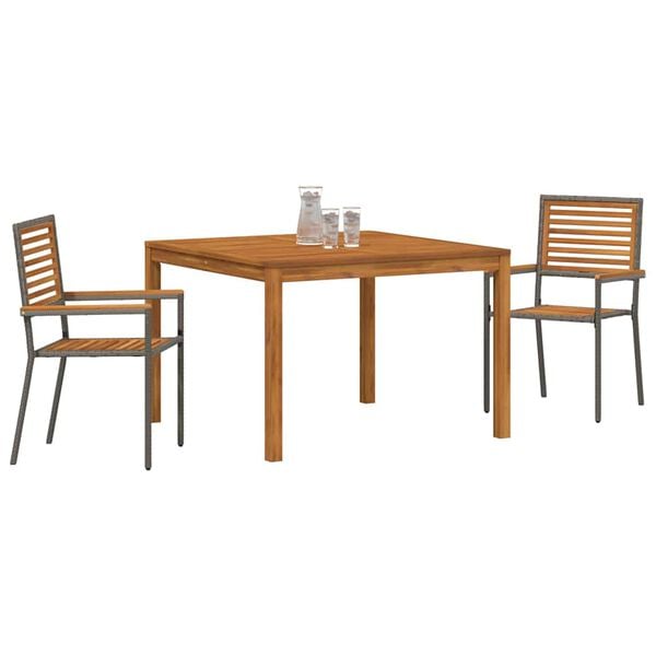 vidaXL Hage Spisegruppe 3 pcs Grå Poly rattan