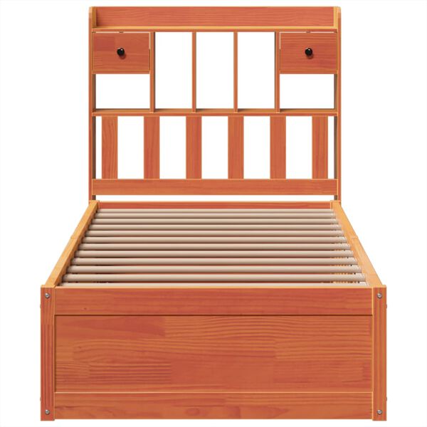 vidaXL Sengeramme uten madrass voksbrun 100x200 cm heltre furu