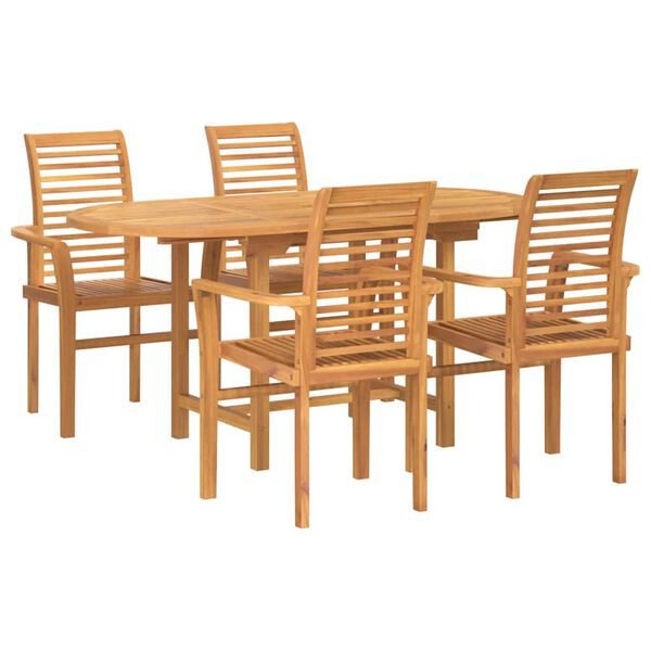 vidaXL Hage Spisegruppe 5 pcs Brun Heltre teak