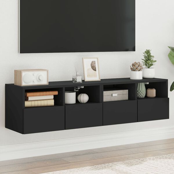 vidaXL Veggmonterte TV-benker 2 stk svart 60x30x30 cm konstruert tre