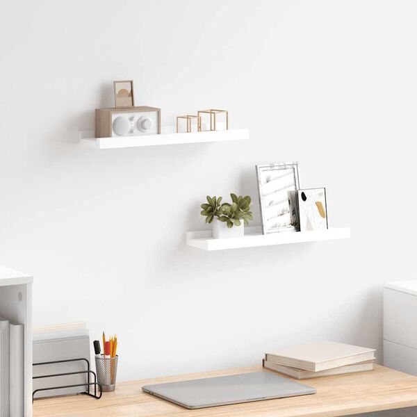 vidaXL Flytende vegghyller 2 stk hvit 40x9x3 cm MDF