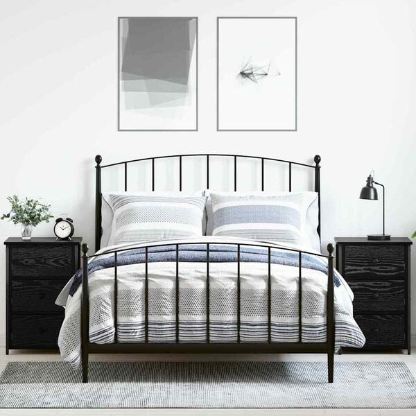 vidaXL Nattbordskap 2 pcs Svart Eik 40 x 36 x 60 cm Massiv Reclaim Tre