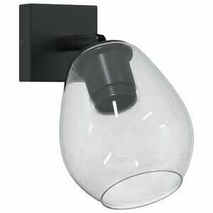 vidaXL Takspot med s&oslash;kelys Svart 13 x 13 x 26 cm Glass og metall