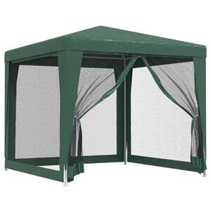 vidaXL Festtelt med 4 sidevegger av netting gr&oslash;nn 2,5x2,5 m HDPE