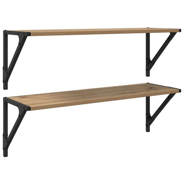 vidaXL Vegghyller 2 pcs Artisan Eik 80 x 25 x 25,5 cm Konstruert tre
