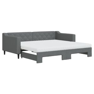 vidaXL Uttrekkbar dagseng med madrass m&oslash;rkegr&aring; 90x190 cm stoff