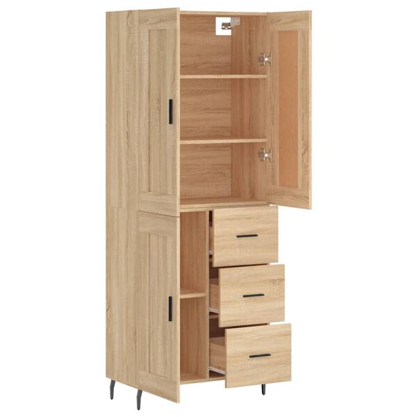vidaXL Highboard sonoma eik 69,5x34x180 cm konstruert tre