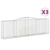 vidaXL Gabionkurver buede 3 stk 400x50x120/140 cm galvanisert jern