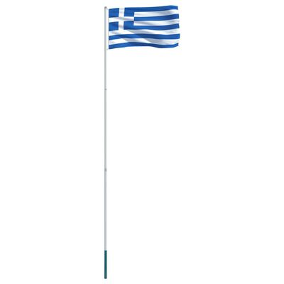 vidaXL Greece Flag and Pole Aluminium 4 m