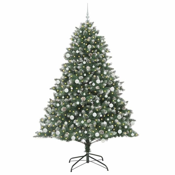 vidaXL Kunstig juletre med 300 LED gr&oslash;nn 210 cm PVC og plast og st&aring;l