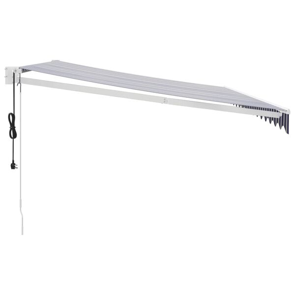 vidaXL Automatisk uttrekkbar markise blå og hvit 4x3 m