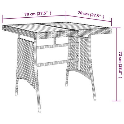 vidaXL Hagebord grå 70x70x72 cm polyrotting og heltre akasie