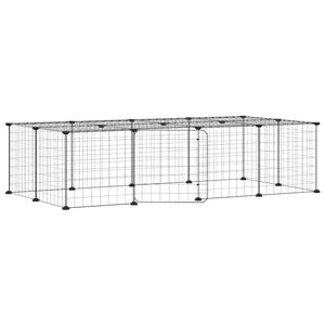 vidaXL Dyrebur 20 paneler med d&oslash;r svart 35x35 cm st&aring;l