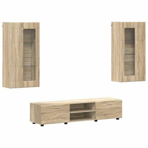 vidaXL TV-benksett med skuff FLORIN 3 pcs Sonoma eik Konstruert tre