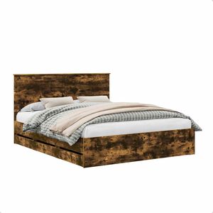 vidaXL Sengestamme med skuff R&oslash;kt eik 160 x 200 cm Ingeni&oslash;rtre