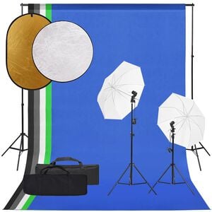 vidaXL Fotostudiosett med lyssett, bakgrunn og reflektor