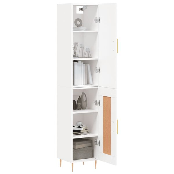 vidaXL Highboard hvit 34,5x34x180 cm konstruert tre