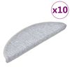 vidaXL Trappematter 10 stk 56x17x3 cm lysegr&aring; halvrund