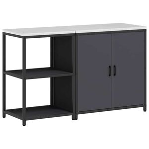 vidaXL Kj&oslash;kkenoppbevaringssett med hylle 2 pcs Antrasitt Kaldvalsest&aring;l