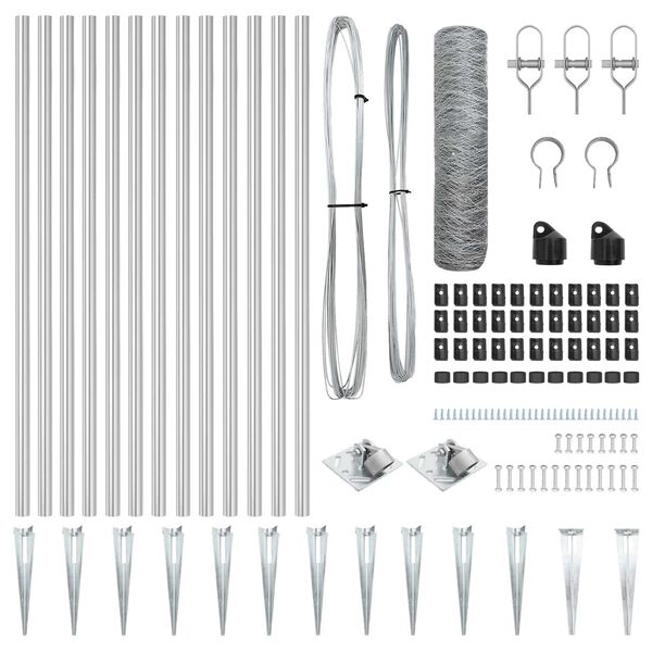 vidaXL Gjerde med innlegg. s&oslash;lv 0.5 x 25 m PVC-belagt st&aring;l