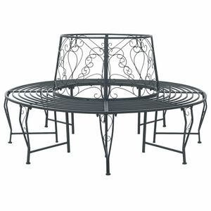 vidaXL Trebens 8-Antall seter &Oslash; 160 x 89 cm St&aring;l S&oslash;lvgr&aring; Rund