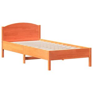 vidaXL Sengeramme uten madrass voksbrun 100x200 cm heltre furu
